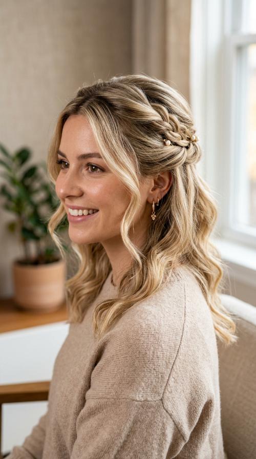 Twisted Romantic Half-Up Style