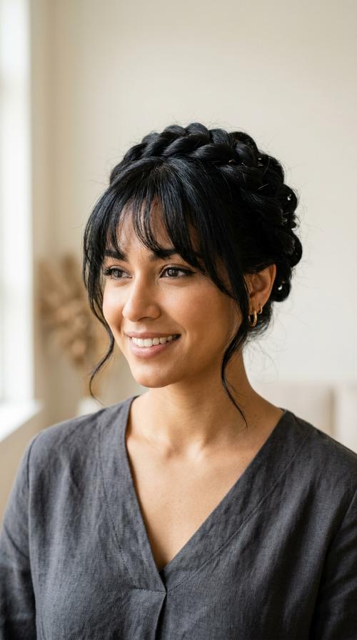 Twisted Updo with Bangs