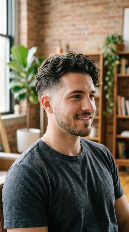 Undercut Fade with Wavy Top