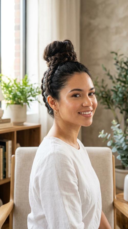 Upside-Down Braid into High Top Knot