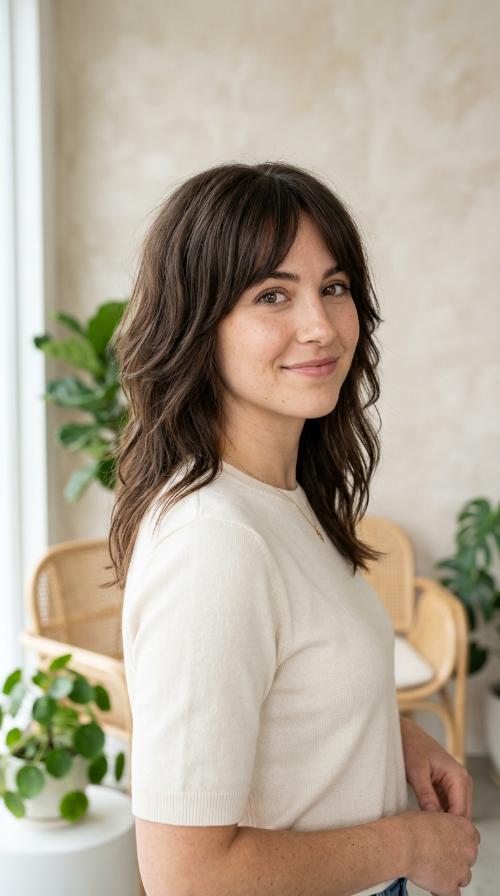 V-Cut Layers with Tapered Bangs