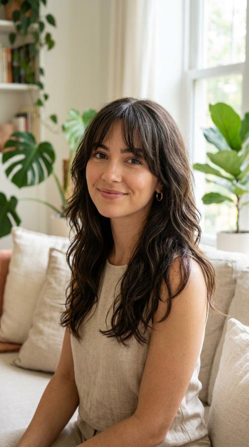 V-Shaped Layers with Long Arched Bangs