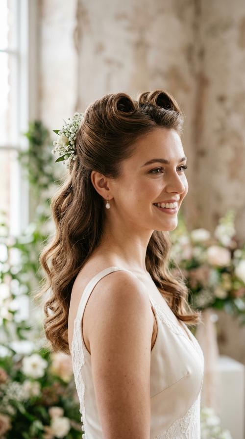 Vintage-Inspired Victory Rolls Half-Up