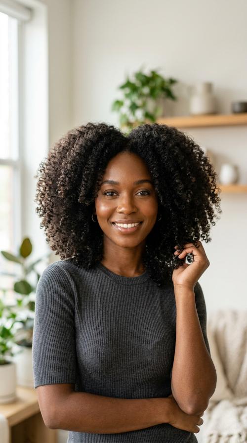 Voluminous Afro-Textured Med-Length