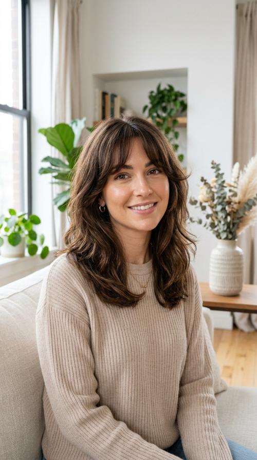 Voluminous Bottleneck Bangs Style
