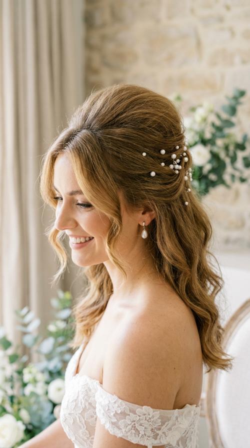 Voluminous Bouffant with Pearl Pins