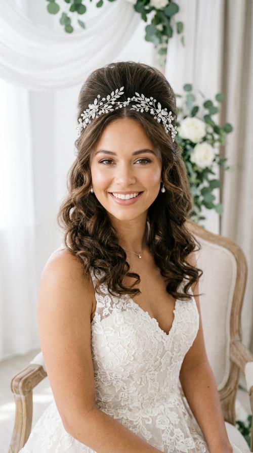Voluminous Bouffant with Sparkly Hair Vine