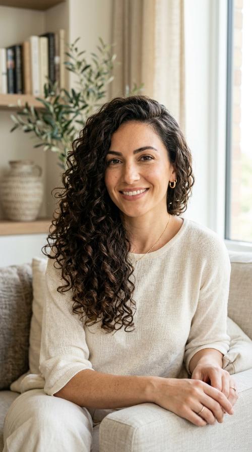 Voluminous Curls with a Deep Side Part