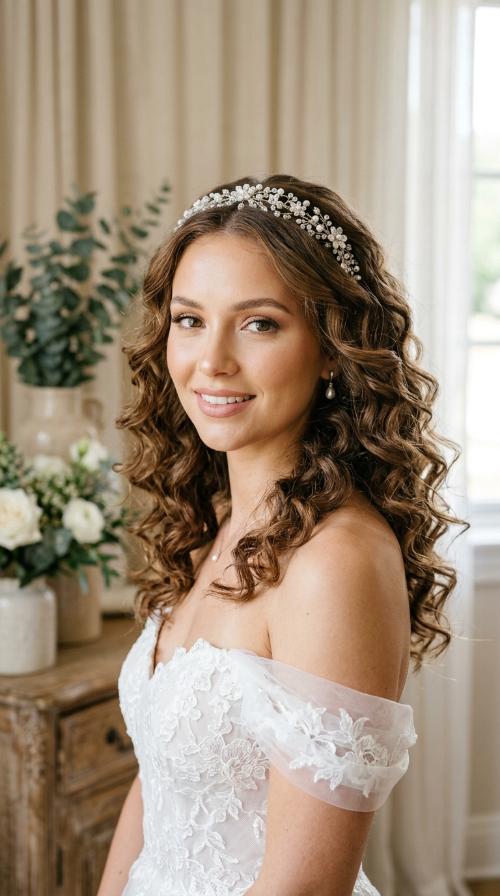 Voluminous Curls with a Sparkling Headband
