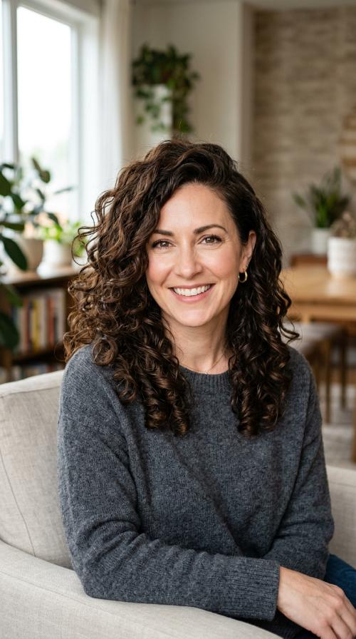 Voluminous Curls with Deep Side Part