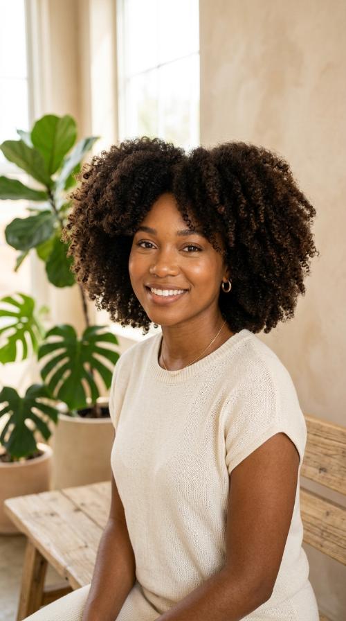 Voluminous Curly Afro Shape