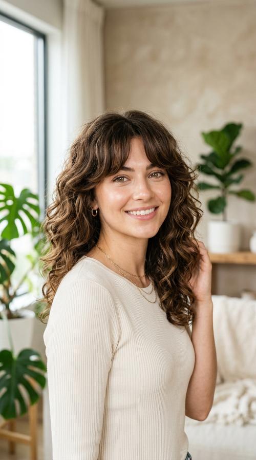Voluminous Curtain Bangs Perm