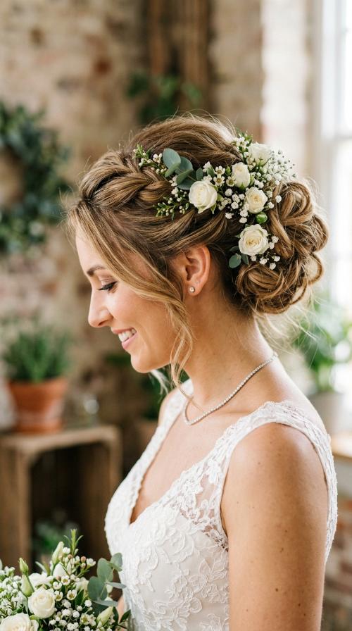 Voluminous Floral Updo