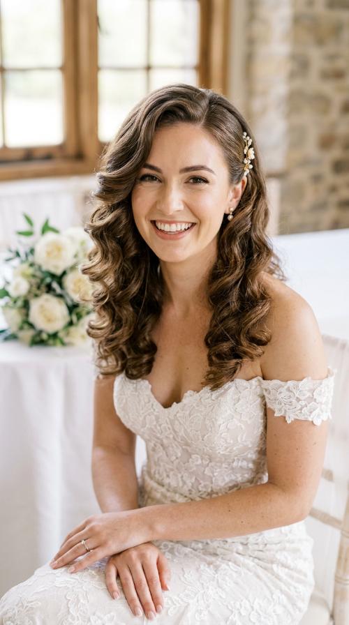 Voluminous Retro Curls with a Deep Side Part