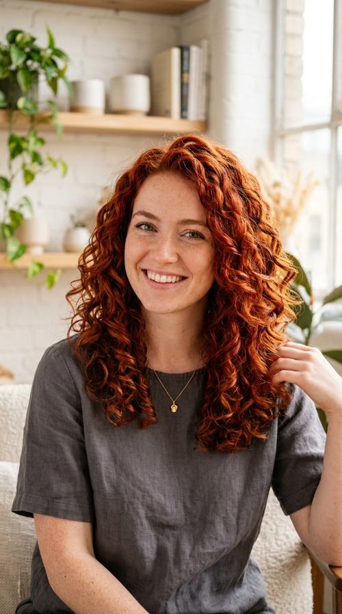 Voluminous Scarlet Curls