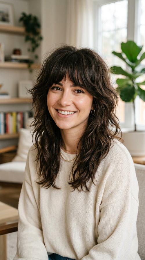 Voluminous Shag with Bangs