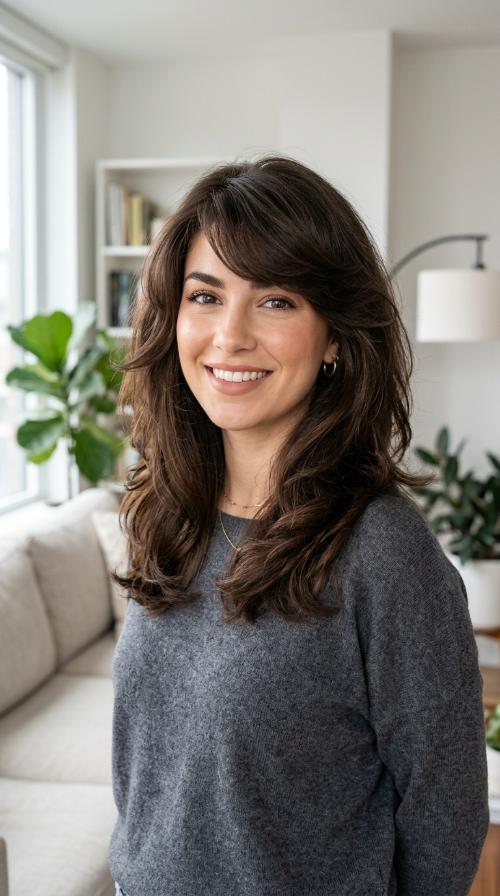 Voluminous Side-Swept Bangs