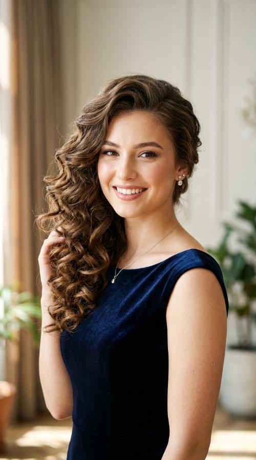 Voluminous Side-Swept Curls