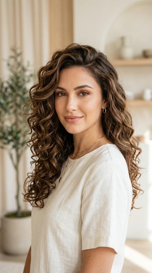 Voluminous Side-Swept Curls