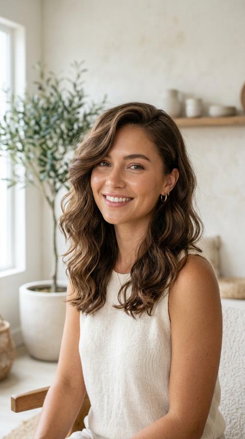 Voluminous Wavy Cut with Side Part