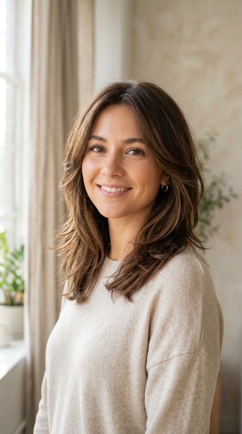 Walnut Brown Wispy Layered Cut