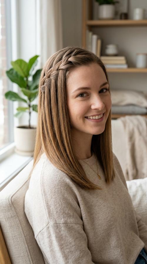 Waterfall Braid for Straight Hair