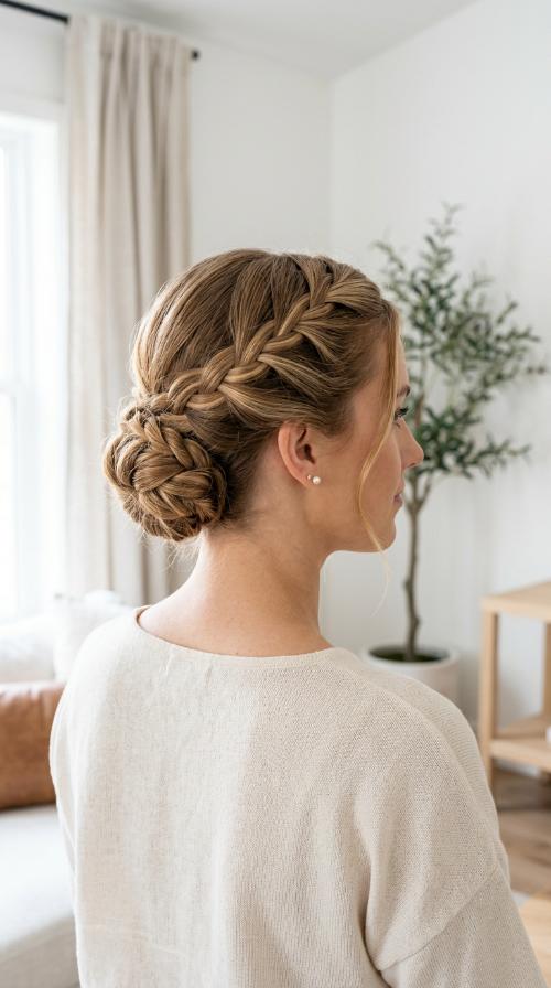 Waterfall Braid Tucked Updo