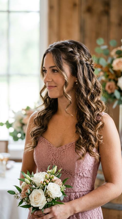 Waterfall Braid with Curls