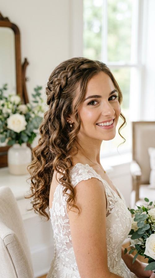 Waterfall Braid with Medium Curls