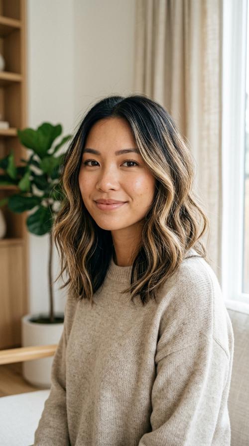 Wavy Balayage Mid-Length