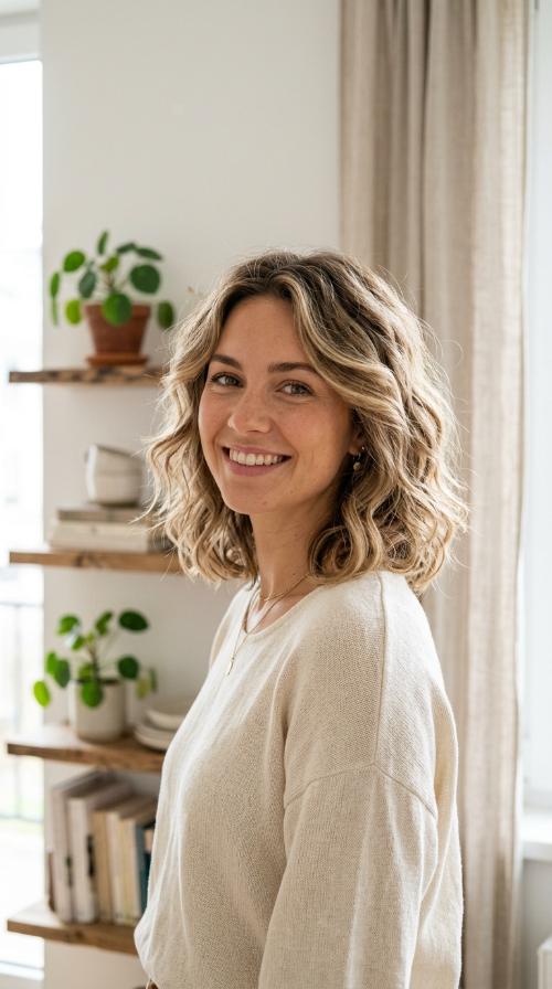 Wavy Bohemian Layered Bob