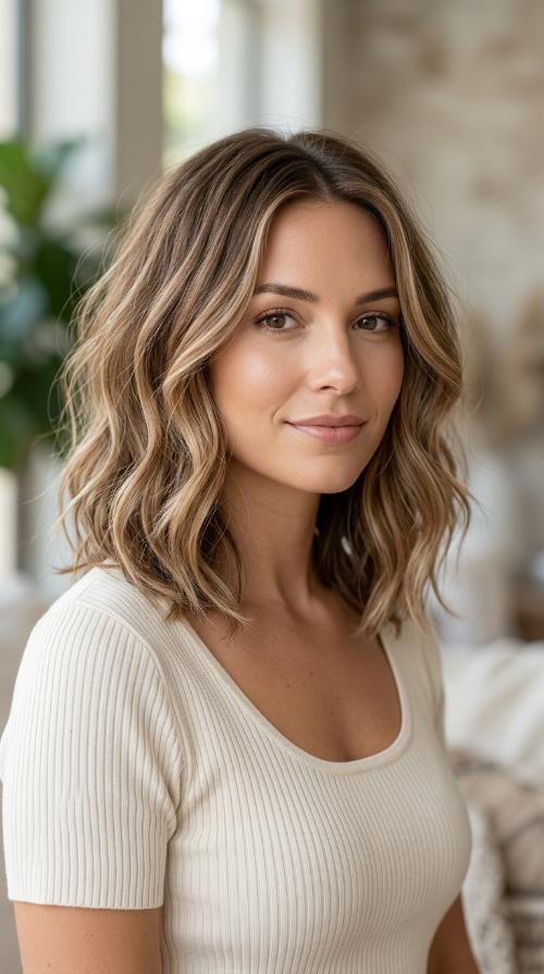 Wavy Collarbone Cut with Volume