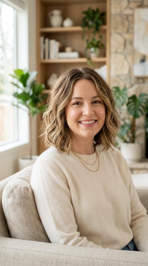 Wavy Collarbone-Length Bob