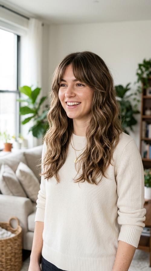 Wavy Cut with Curtain Bangs
