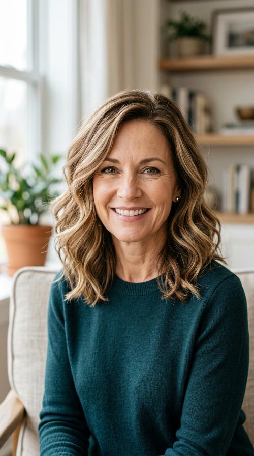 Wavy Lob with Side Part