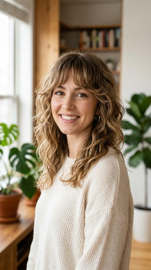 Wavy Shag with Bottleneck Bangs