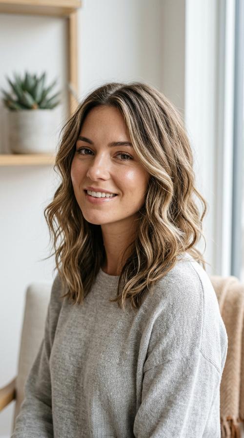 Wavy Shoulder-Length Cut