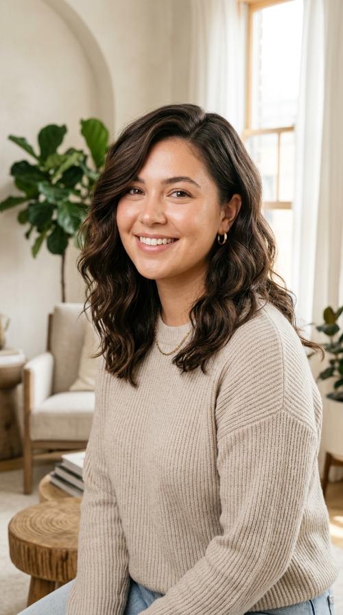 Wavy Shoulder-Length Cut with Deep Side Part