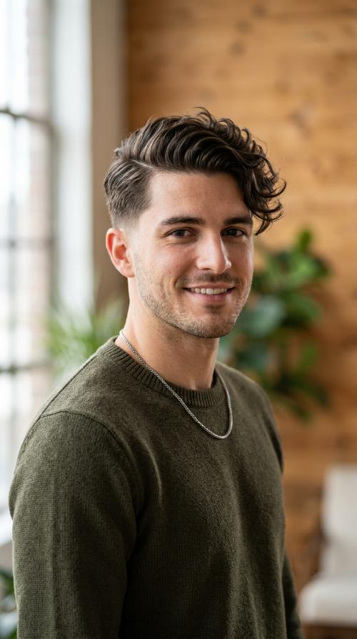 Wavy Side Part with Taper