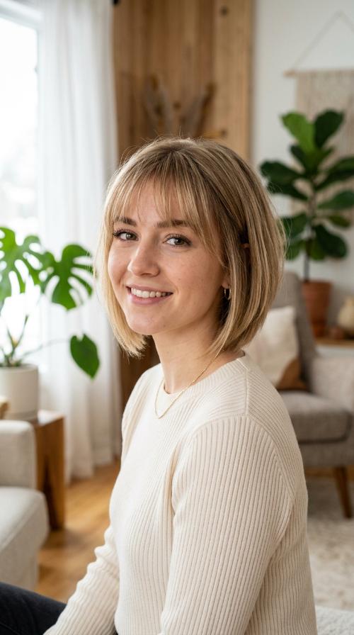 Wispy Bangs Inverted Bob