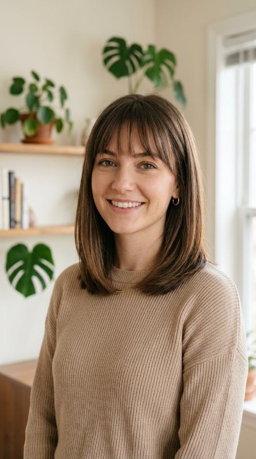 Wispy Bangs with Mid-Length