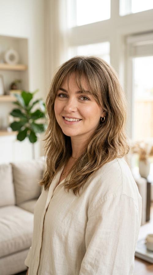 Wispy Bangs with Mid-Length Layers