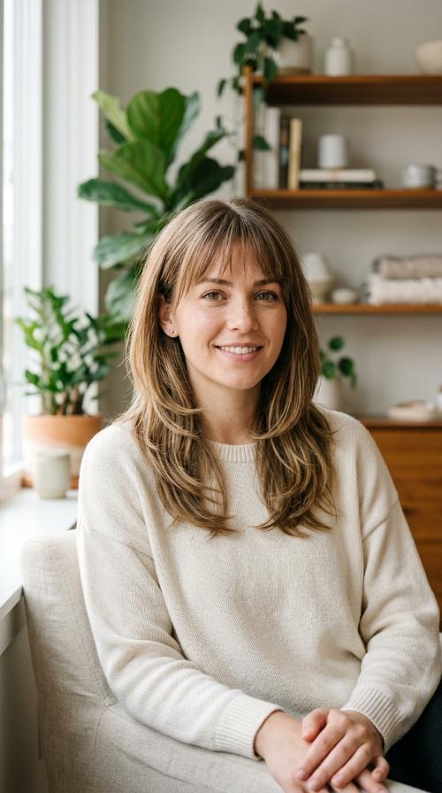 Wispy Bangs with Soft Shoulder-Length Layers