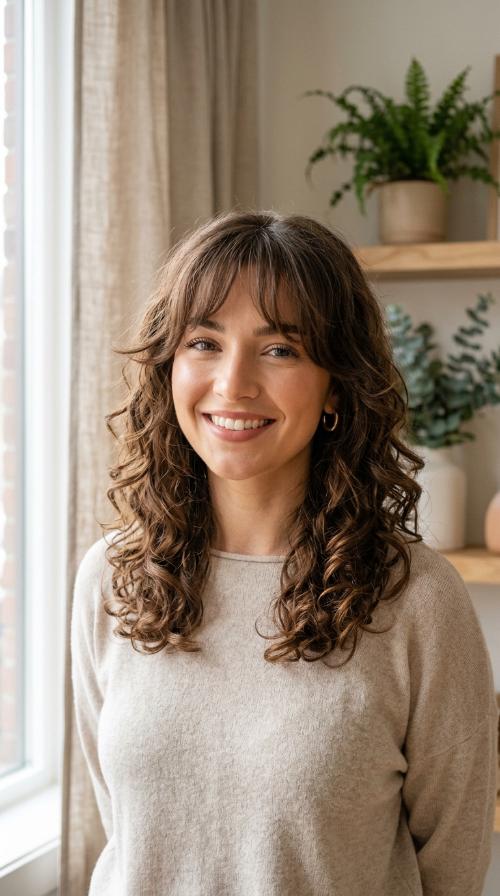 Wispy Curtain Bang Curls