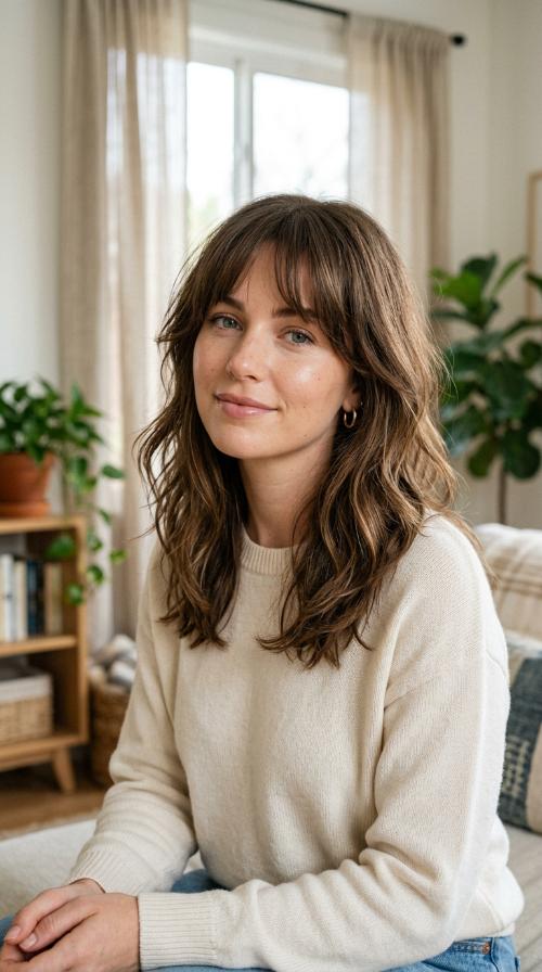 Wispy Curtain Bangs and Soft Layers