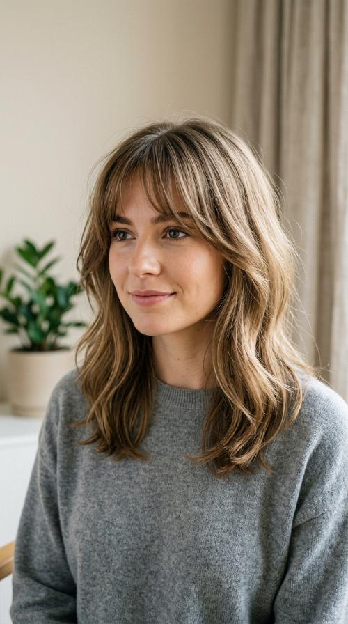 Wispy Curtain Bangs with Layers