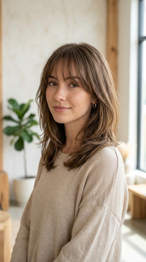 Wispy Face-Framing Layers with See-Through Bangs