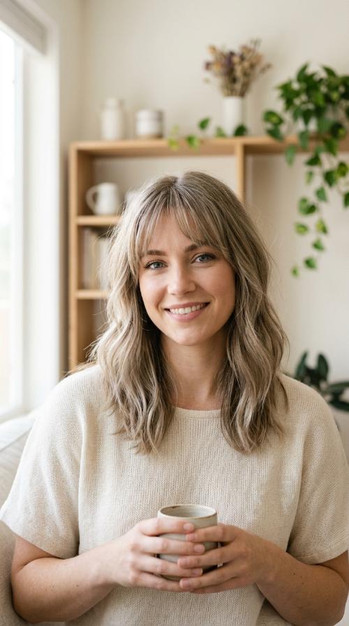 Wispy Fringe with Ash Blonde Tones