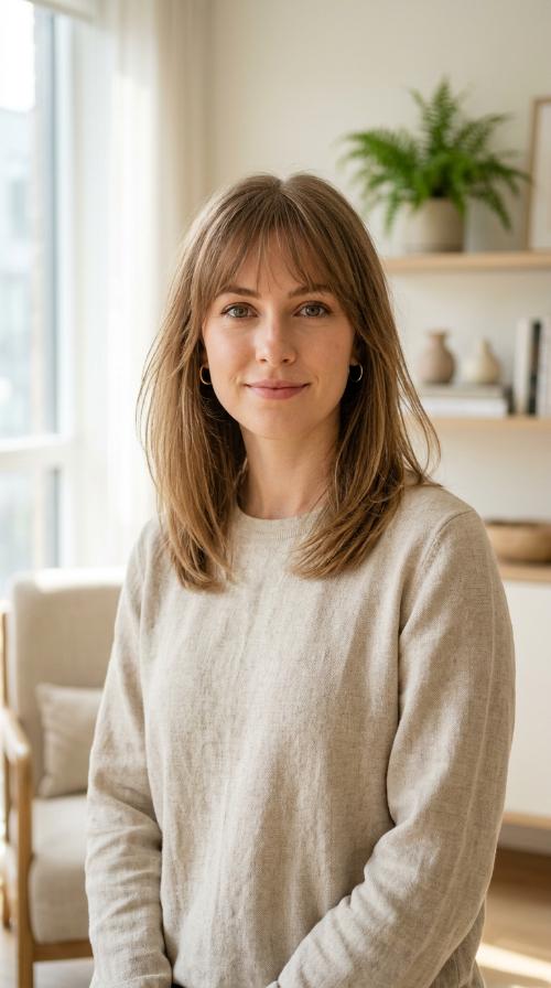 Wispy Fringe with Shoulder Length