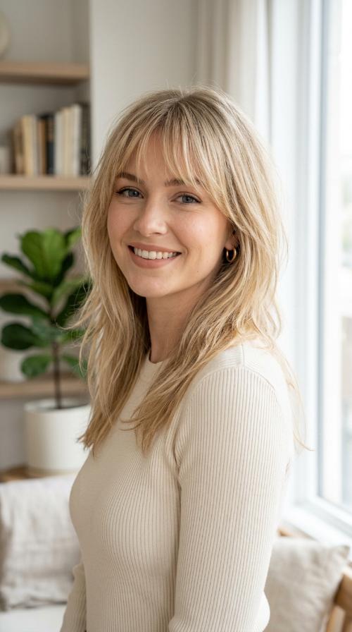 Wispy Fringe with Shoulder Length